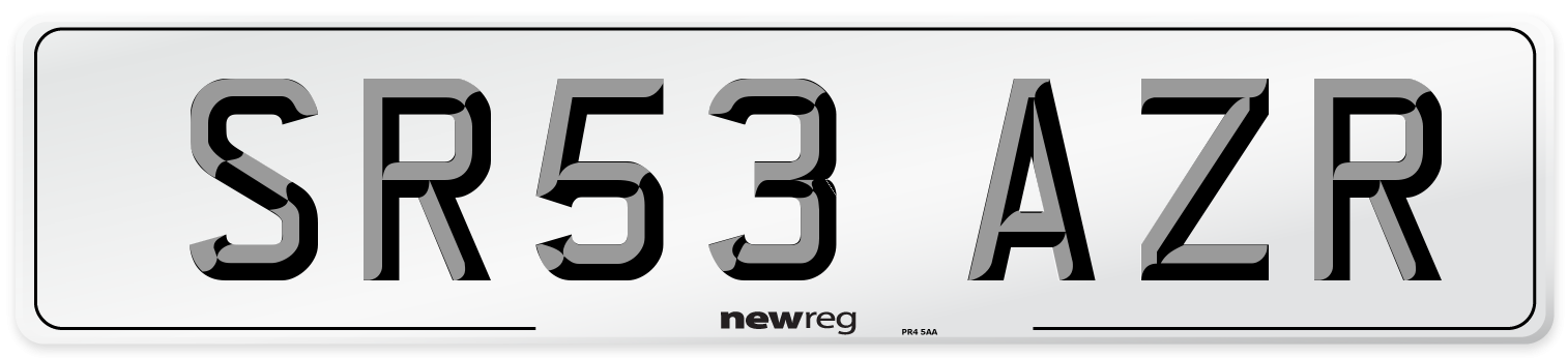 SR53 AZR Number Plate from New Reg